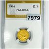 Image 1 : 1914 $2.50 Gold Quarter Eagle PGA - MS63+