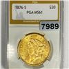 Image 1 : 1876-S $20 Gold Double Eagle PGA - MS61