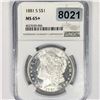 Image 1 : 1881-S Morgan Silver Dollar NGC - MS65+