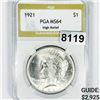 Image 1 : 1921 Silver Peace Dollar PGA - MS64 High Relief