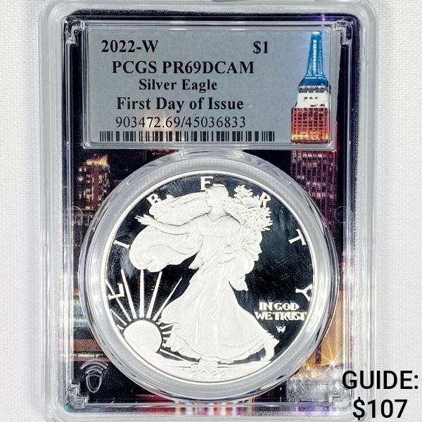 2022-W First Day of Issue Silver Eagle PCGS -