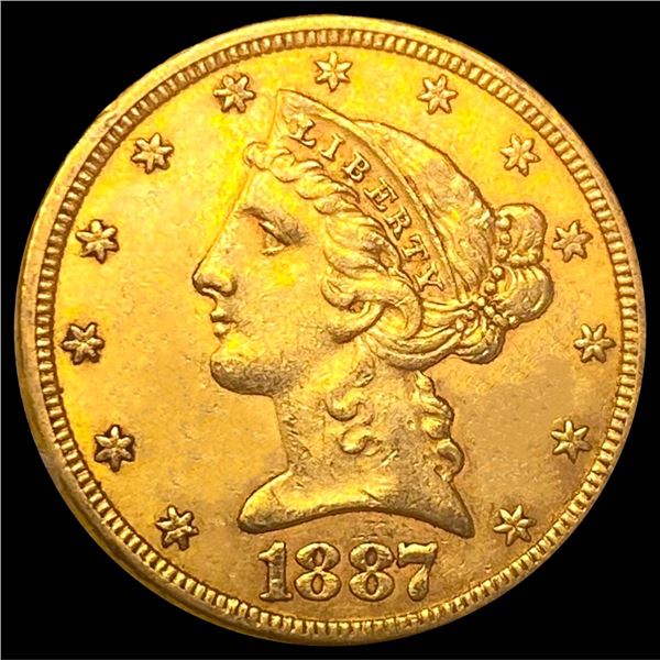 1887-S $2.50 Gold Quarter Eagle CLOSELY UNC