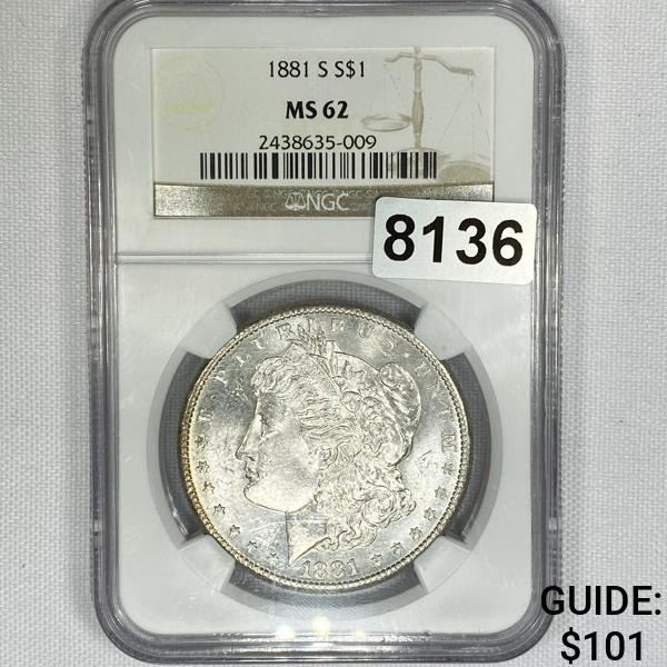 1881-S Morgan Silver Dollar NGC - MS62