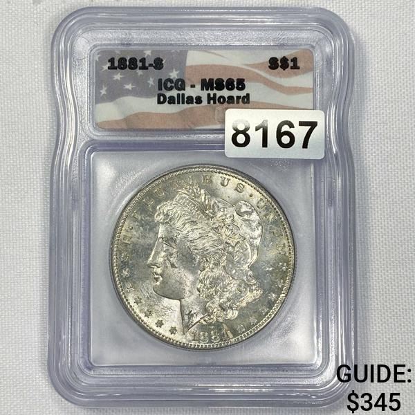 1881-S Dallas Hoard Morgan Silver Dollar ICG -