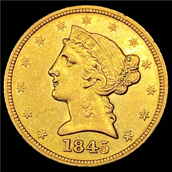 1843 $5 Gold Half Eagle UNCIRCULATED