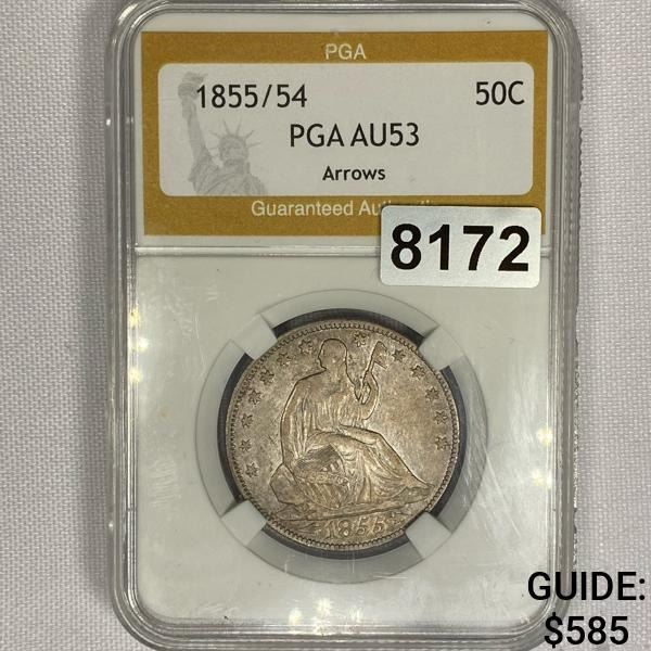 1855/54 Arrows Seated Liberty Half Dollar PGA -