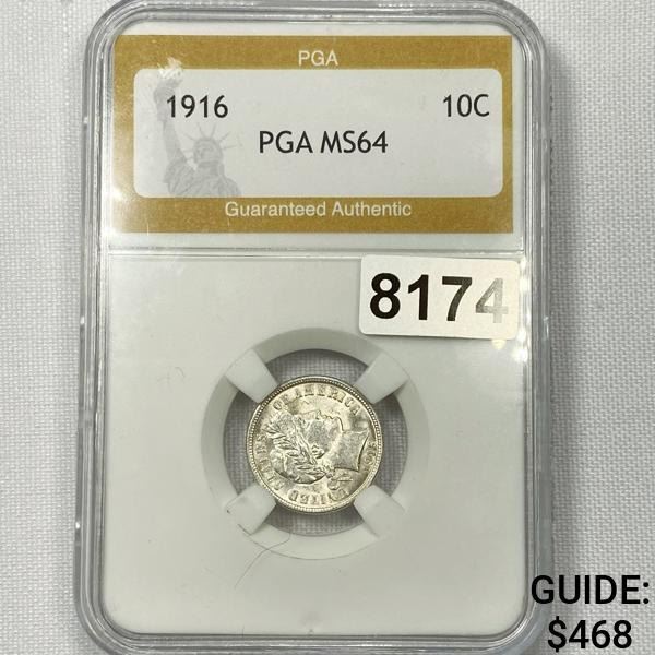 1916 Barber Dime PGA - MS64