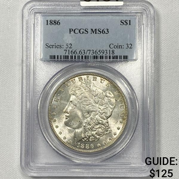 1886 Morgan Silver Dollar PCGS - MS63