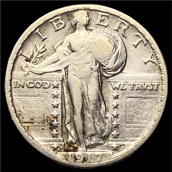 1917-D Standing Liberty Quarter NEARLY UNCE