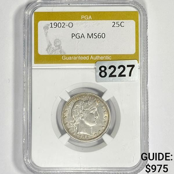 1902-O Barber Quarter PGA - MS60