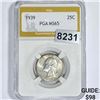 Image 1 : 1939 Washington Silver Quarter PGA - MS65