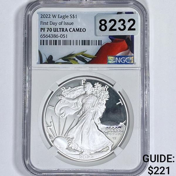 2022-W 1st Day of Issue Silver Eagle NGC - PF70