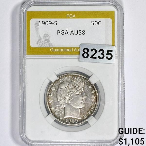 1909-S Barber Half Dollar PGA - AU58