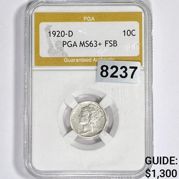 1920-D Mercury Silver Dime PGA - MS63+ FSB