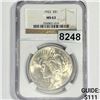Image 1 : 1922 Silver Peace Dollar NGC - MS63