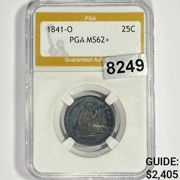 1841-O Seated Liberty Quarter PGA - MS62+