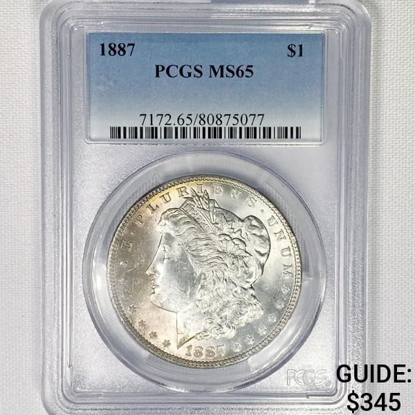 1887 Morgan Silver Dollar PCGS - MS65