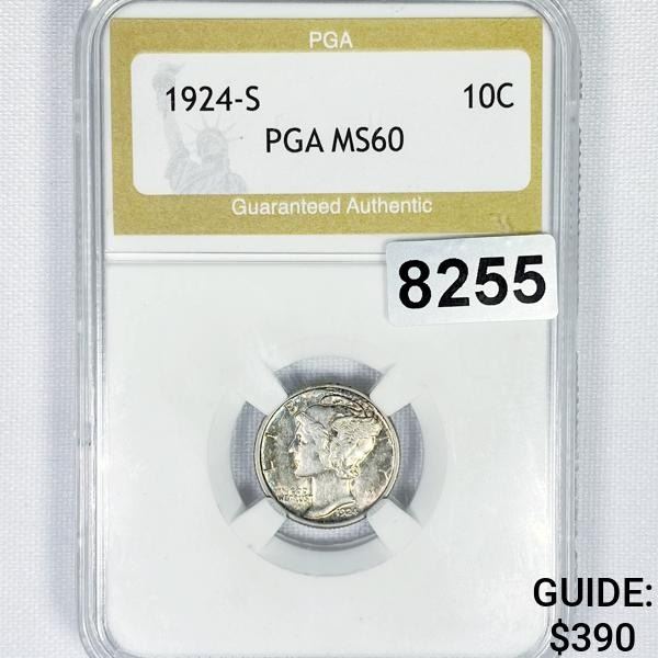 1924-S Mercury Silver Dime PGA - MS60