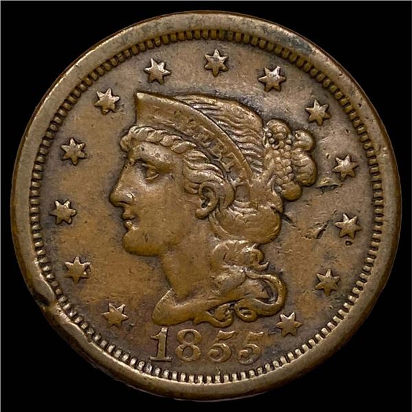 1855 Braided Hair Large Cent NEARLY UNCIRCULATED