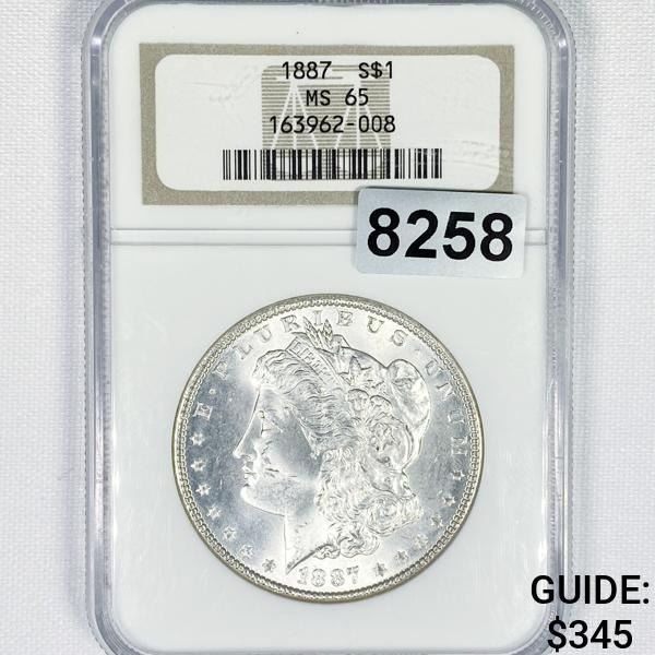 1887 Morgan Silver Dollar NGC - MS65
