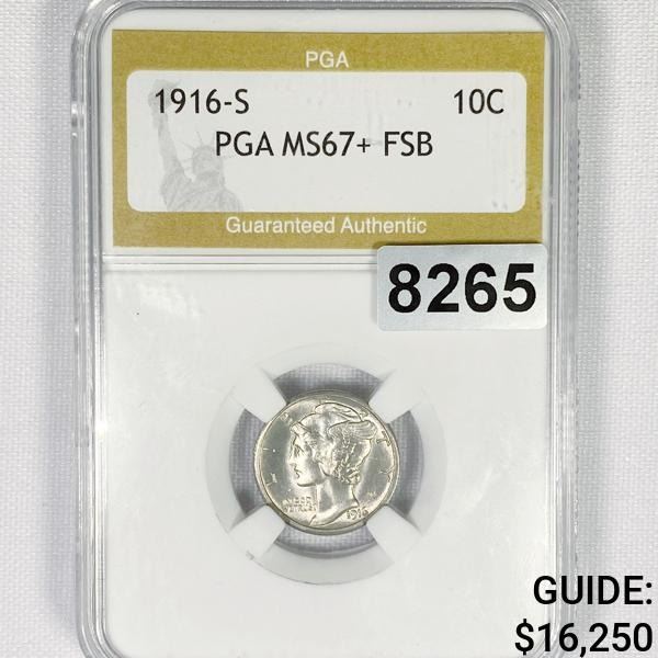 1916-S Mercury Silver Dime PGA - MS67+ FSB
