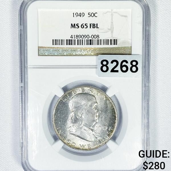 1949 Franklin Half Dollar NGC - MS65 FBL