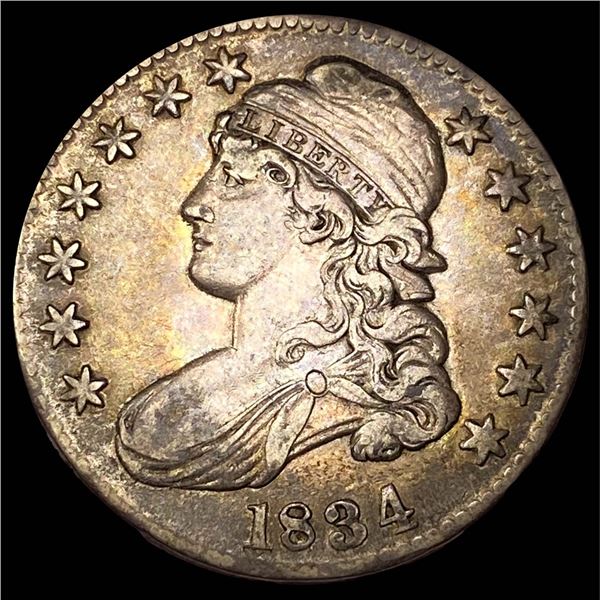 1834 Lg. Date & Ltrs Capped Bust Half ABOUT UNC