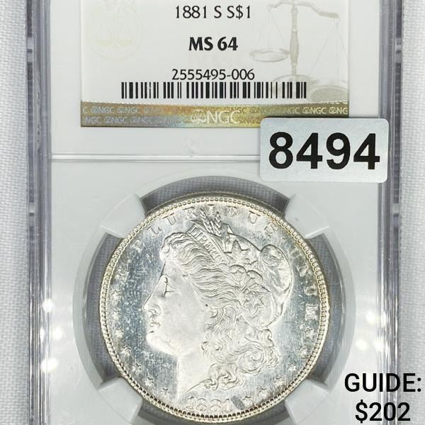 1881-S Morgan Silver Dollar NGC - MS64
