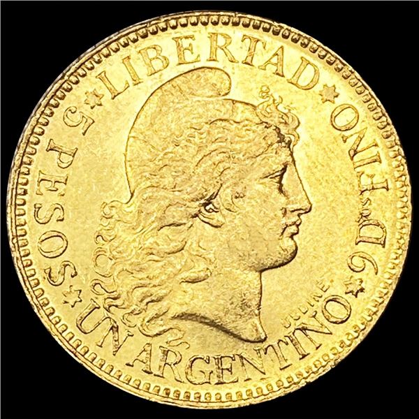 1896 Argentina 5 Pesos UNCIRCULATED