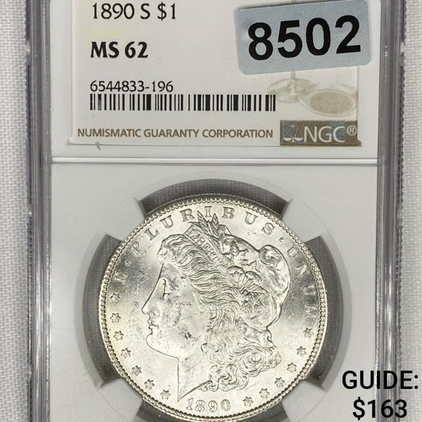 1890-S Morgan Silver Dollar NGC - MS62