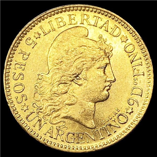 1896 Argentina 5 Pesos UNCIRCULATED