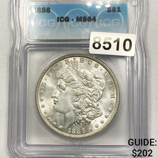 1886 Morgan Silver Dollar ICG - MS64