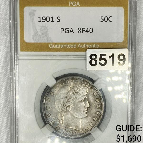 1901-S Barber Half Dollar PGA - XF40