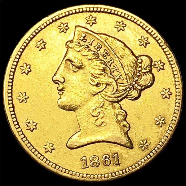 1861 $5 Gold Half Eagle UNCIRCULATED