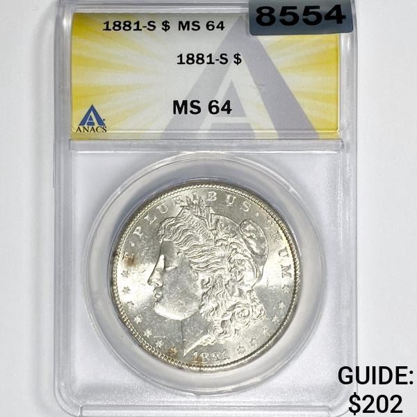 1881-S Morgan Silver Dollar ANACS - MS64