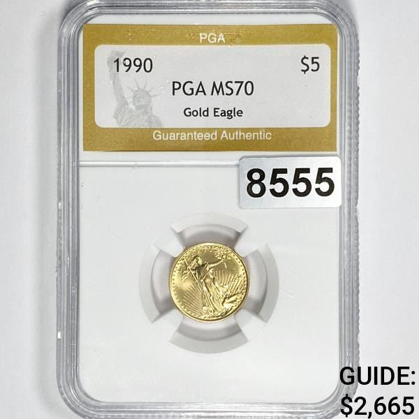 1990 $5 Gold Half Eagle PGA - MS70