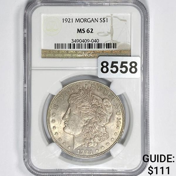 1921 Morgan Silver Dollar NGC - MS62