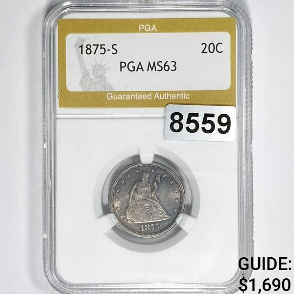 1875-S Twenty Cent Piece PGA - MS63