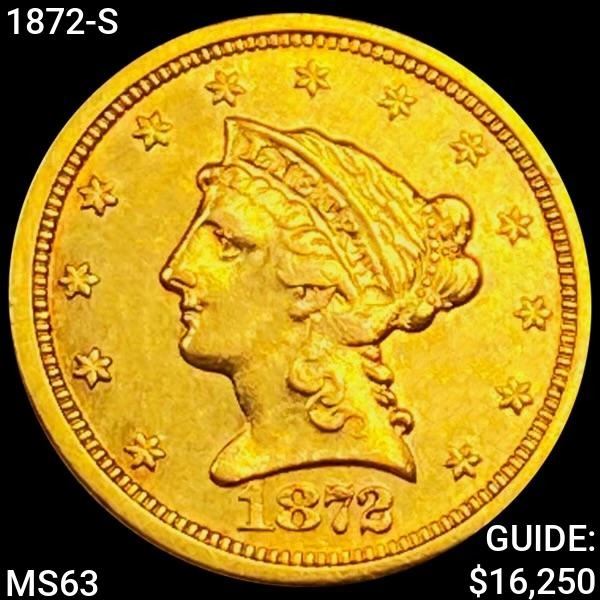 1872-S $2.50 Gold Quarter Eagle CHOICE BU