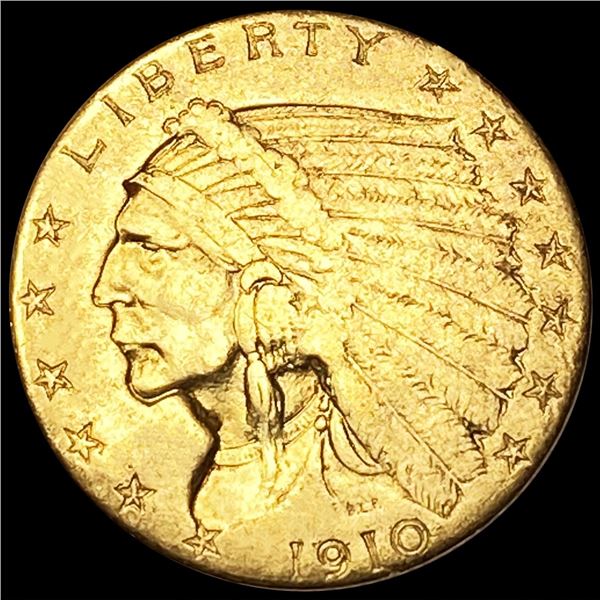 1910 $2.50 Gold Quarter Eagle NEARLY UNCIRCULATED