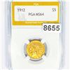 Image 1 : 1912 $5 Gold Half Eagle PGA - MS64