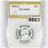 Image 1 : 1940-D Washington Silver Quarter PGA - MS65