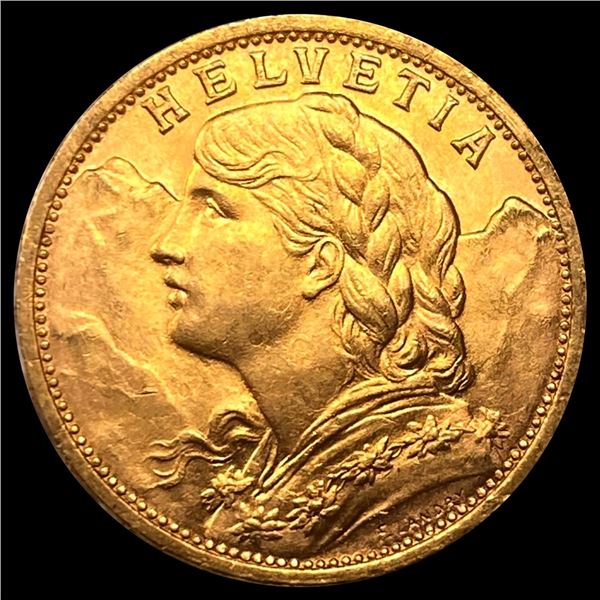 1902-B Swiss 20 Francs CHOICE BU