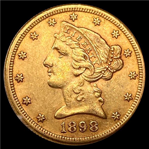 1898-S $5 Gold Half Eagle CLOSELY UNCIRCULATED