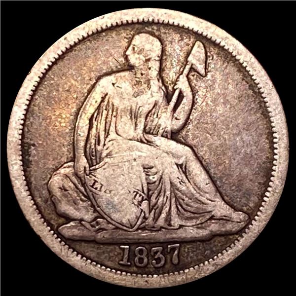 1837 No Stars Seated Liberty Dime NICELY CIRC