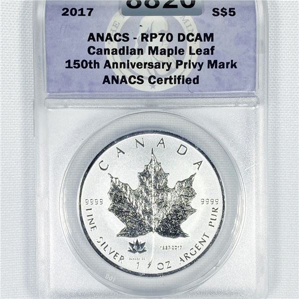 2017 Canadian Maple Leaf $5 Silver Coin ANACS -