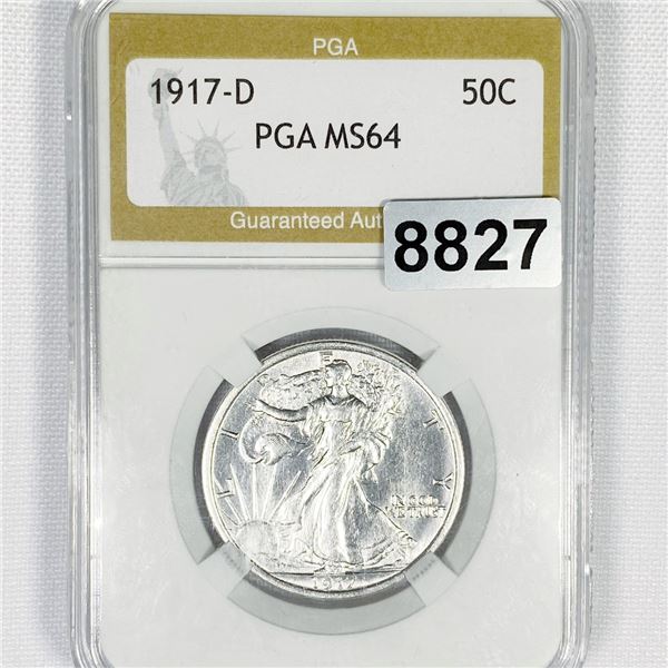 1917-D Walking Liberty Half Dollar PGA - MS64