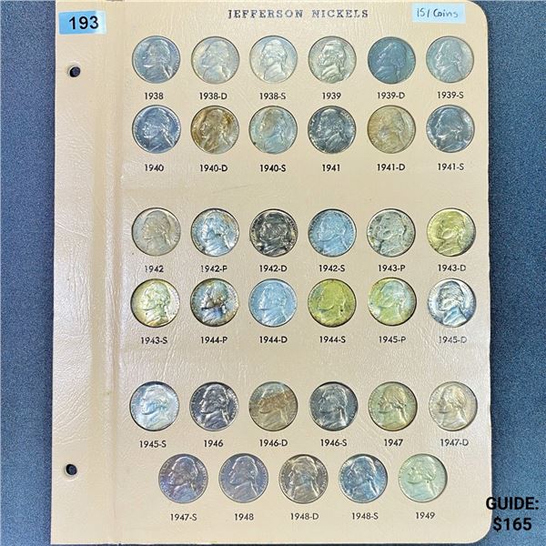 1938-1994 Jefferson Nickel - Book 151 Coins