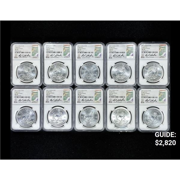 (10) 2021 S. Africa Silver Kruggerand NGC - MS70