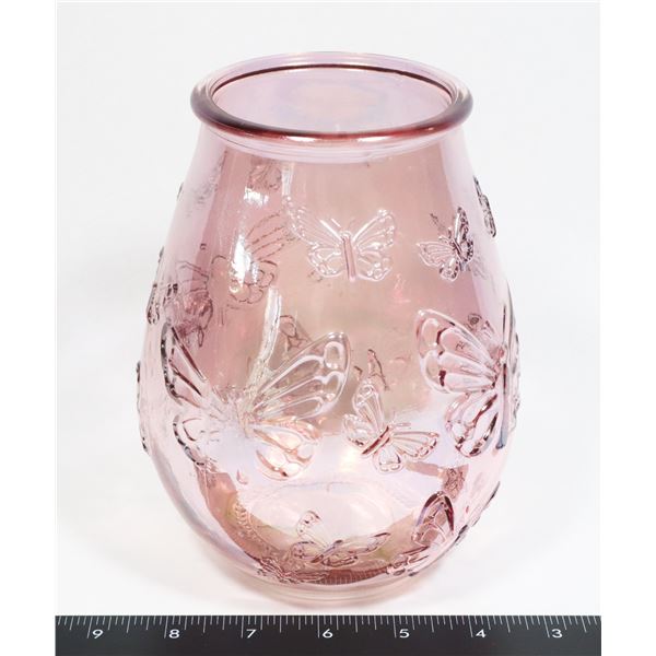 NEW IRIDESCENT GLASS BUTTERFLY VASE